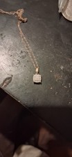 Yellow Gold Cable Chain Necklace with Square White Diamond Pendant