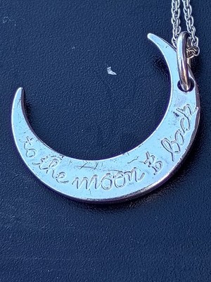 Sterling Silver 925 Crescent Moon on 18'' Rope Chain To The Moon & Back Necklace