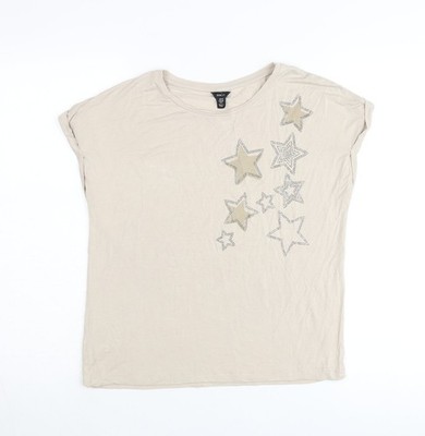 Beigefarbenes Basic-T-Shirt Damen UK-Größe 10 von M&Co