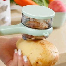 2-In-1 Vegetable Peeler Stainless Steel Fruit with Peel Storage Bin Easy Clean