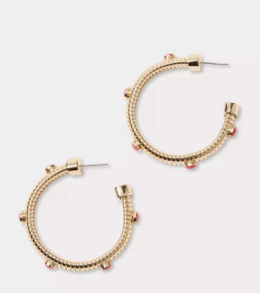 Pendientes de aro Lilly Pulitzer Sunbelievables ~ Coral caña $58 **NUEVO CON ETIQUETAS* EN TIENDA AHORA Foto 4 de 4