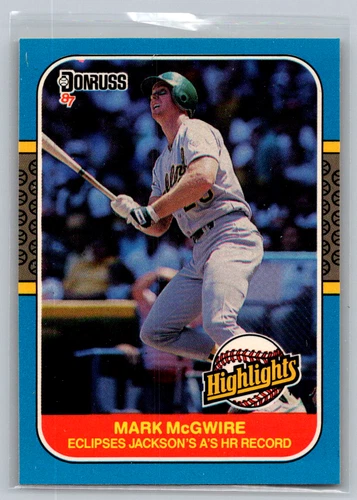Mark McGwire Rookie Card 1987 Donruss Highlights #46 Athletics