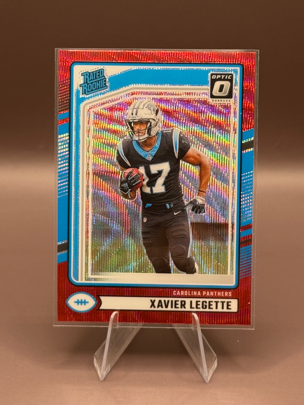 2024 Panini Donruss Optic Preview Red Wave Xavier Legette #323 Panthers (RC)