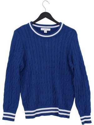 Lilly Pulitzer Damen Pullover M Blau 100% Baumwolle Rundhals Pulli