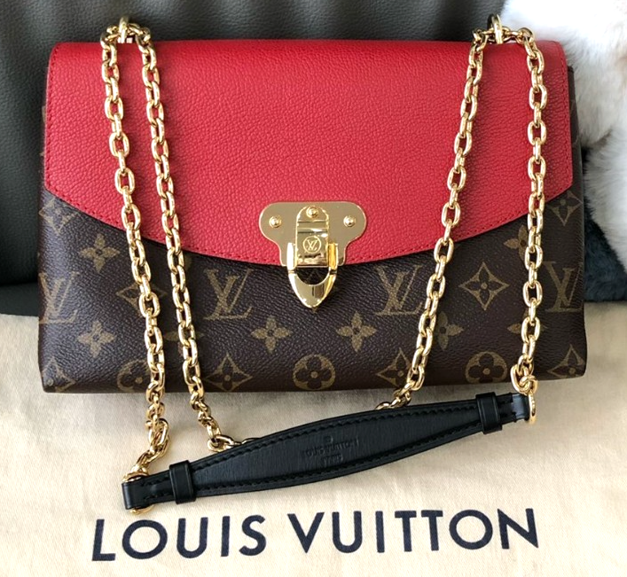 Louis Vuitton Saint Placide Monogram Chain Shoulder Bag in Brown Red for Women