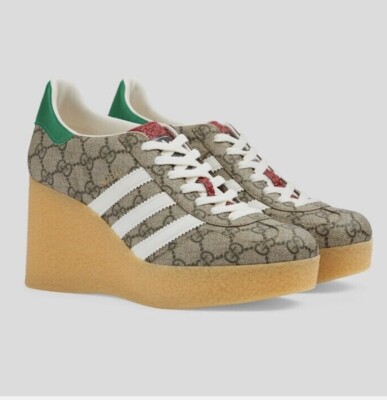 Adidas X Gucci Gazelle Wedge Trainers Sneaker Monogram Low Top UK 4 EU 37 US 7