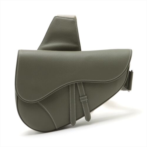 Christian Dior Saddle Leather Body Bag Khaki - image 1