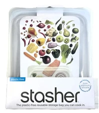 Stasher Platinum Silicone Food Grade Reusable Storage Bag, Clear (1/2 Gallon)