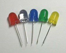LED 10mm Diffused - 5 Pack - Red, White, Blue, Green & Yellow - UK Free P&P
