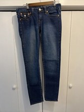 True Religion World Tour JULIE Skinny Jeans MADE IN USA Sz 28x32 FLAP POCKETS
