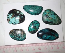 Turquoise Stone Flat Free Form Cabochon 143.5 Carat 6 pieces 28.7 gram