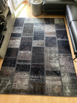 Patchwork_Vintage_Teppich_Orient_ Wolle, schwarz/grau 230 x 164