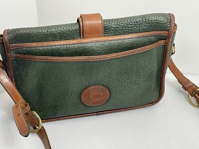 DOONEY & BOURKE レザー ショルダーバッグ グリーン Vintage Dooney & Bourke Essex Green Pebbled Leather Equestrian