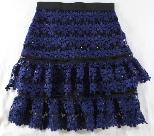 blue lace mini skirt