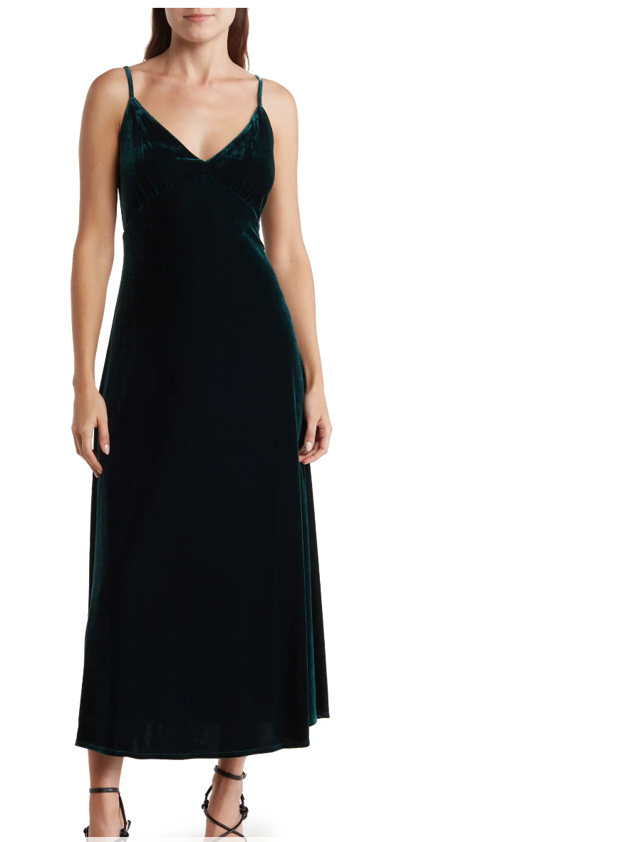 90s dark green velvet slip dress, v neck velvet maxi dress green, emerald  dress | eBay