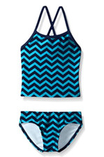 Kanu Surf Girl Melanie Tankini Two Piece Swimsuit Multi Color Blue Size 10 4356