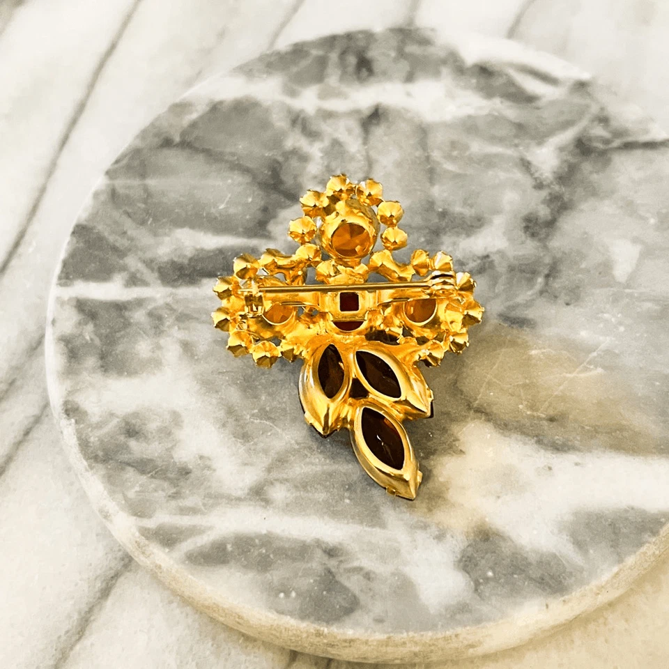 Broche de Cristal Multicolor Vintage Verde Citrino y Topacio Color Piedra Prendedor Foto 4 de 4