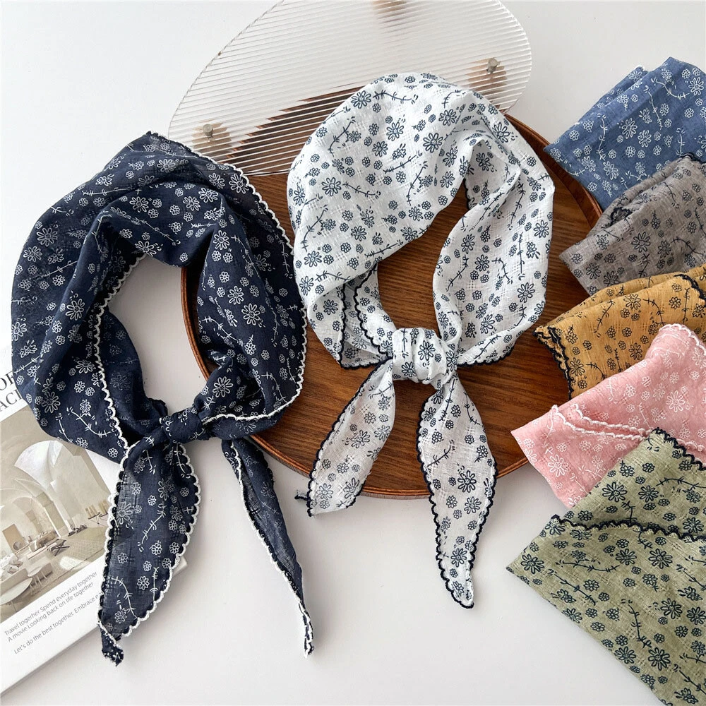 Cotton Linen Triangle Scarf Neck Head Scarves Headscarf Decorative Small Shawl