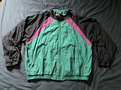 Vintage Lands End Soft Shell Windbreaker Jacket Mens XL Teal/Navy/Purple  Nylon