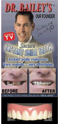 SECURE INSTANT SMILE False Fake Cosmetic Artificial Veneer Teeth MEDIUM