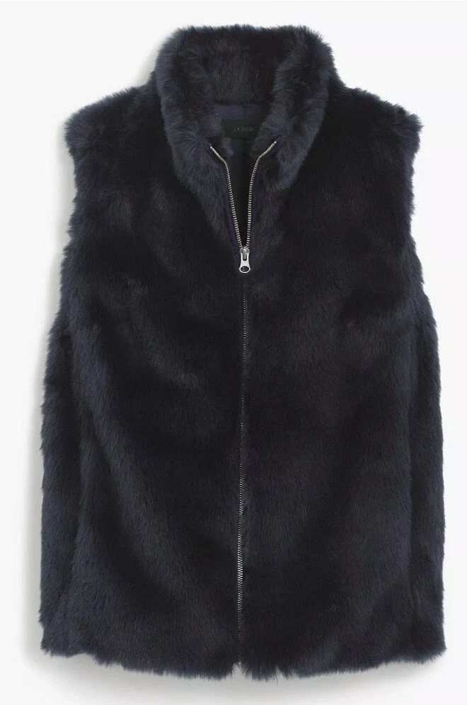 J.Crew Womens Navy Blue Faux Fur Vest Size Small eBay