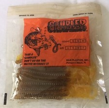 Vintage Fishing Lure GAMBLER 6" Worm CURLY TAIL Brown 20 Count
