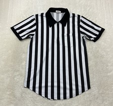 Teamwork Athletic Apparel Adult Size L Black White Striped Referee Jersey Shirt