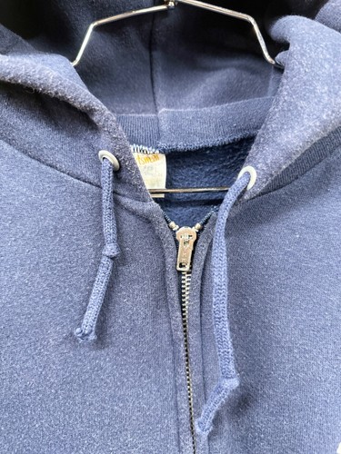 Vintage Blue Metal Zip Hoodie Sweatshirt Large Pine Lake Camp Sportswear - Picture 6 of 14