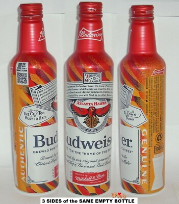 EMPTY ALUMINUM BOTTLE 2021 ATLANTA HAWKS NBA BASKETBALL BUDWEISER