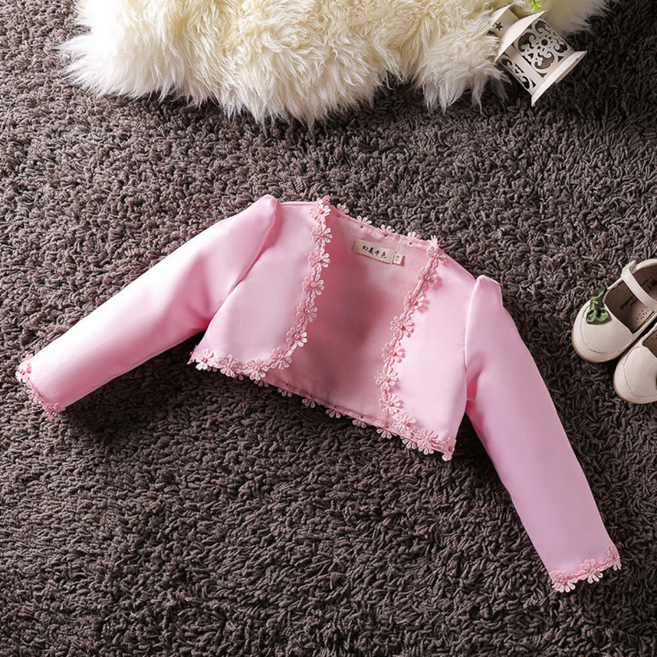 Kinder Mädchen Bauchfreies Top Bolero Schulterjacke Jacke Spitze für Party - Bild 4 von 4