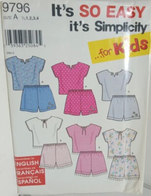 Simplicity 9796 Size 1/2-4 Toddler's Top and Shorts