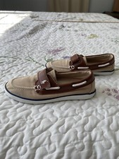 Polo Ralph Lauren Sander EZ Boy  s Loafers Sz 3 Brown Leather  Canvas Boat Shoes