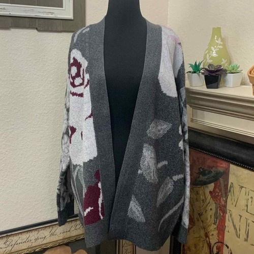 Floral Print Open Cardigan Sweater Size 