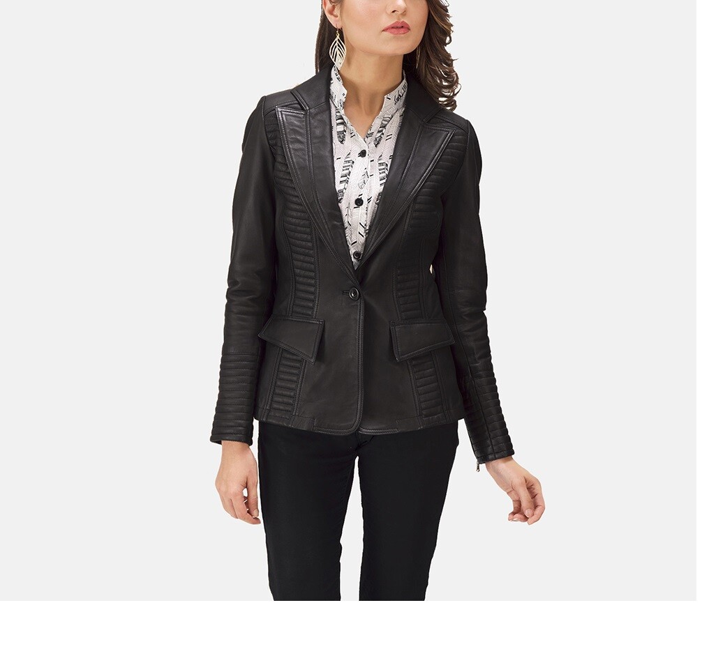 Leather Coat Blazer Jacket Women S Slim Black Womens Fit Size Designer Biker 26
