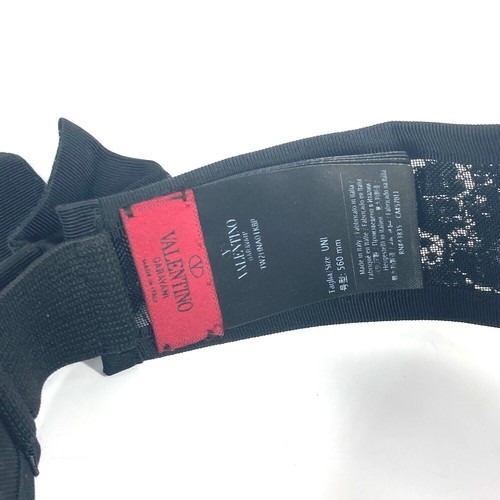VALENTINO Ribbon Lace Visor Hat Lace Embroidery Sun visor cotton / Rayon Black - Foto 7 di 9