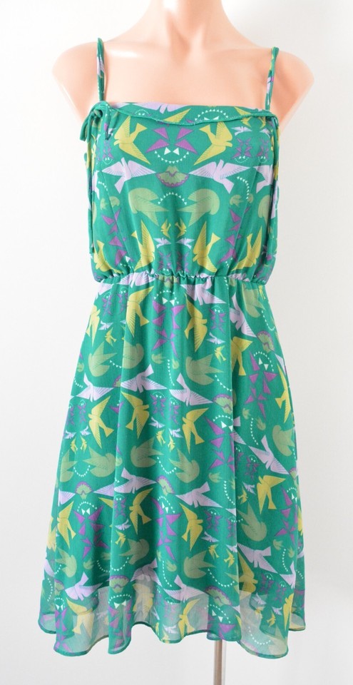 Piper Lane Dress Womens Size 10 Green Purple Dove Sleeveless Slip 