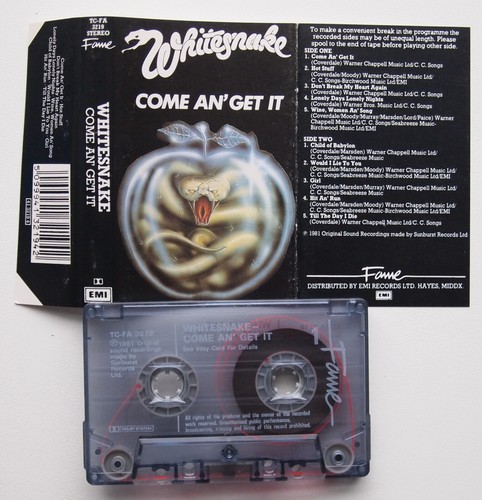 WHITESNAKE - COME AN' GET IT (FAME TCFA3219) 1989 UK CASSETTE TAPE REISSUE - Picture 2 of 3