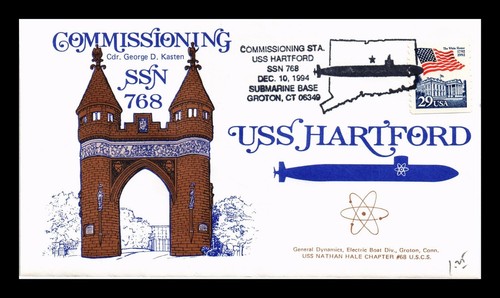 US NAVAL COVER USS HARTFORD SSN-768 INBETRIEBNAHME GROTON CONNECTICUT