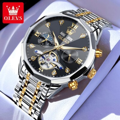 Automatic Mechanical Waterproof Watch Men OLEVS Luxury Date Men's Strap