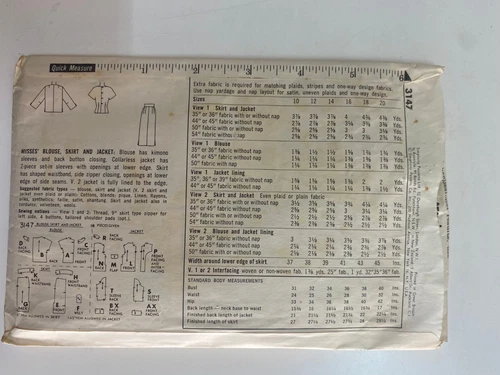 Vintage Simplicity Paper Pattern Skirt Top Jacket Size 14 Bust 87cms Cut #3147 - Picture 2 of 2