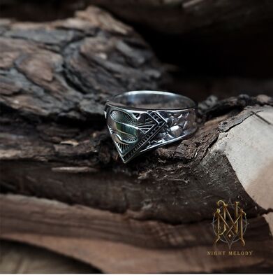 Handmade 925 Sterling Silver Ring Superman Style Men's Ring Gift
