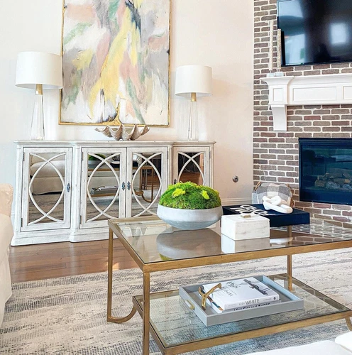 Katina Antique Gold Leaf Coffee Table With Shelf Forged Iron Uttermost 24540 - Picture 5 of 11