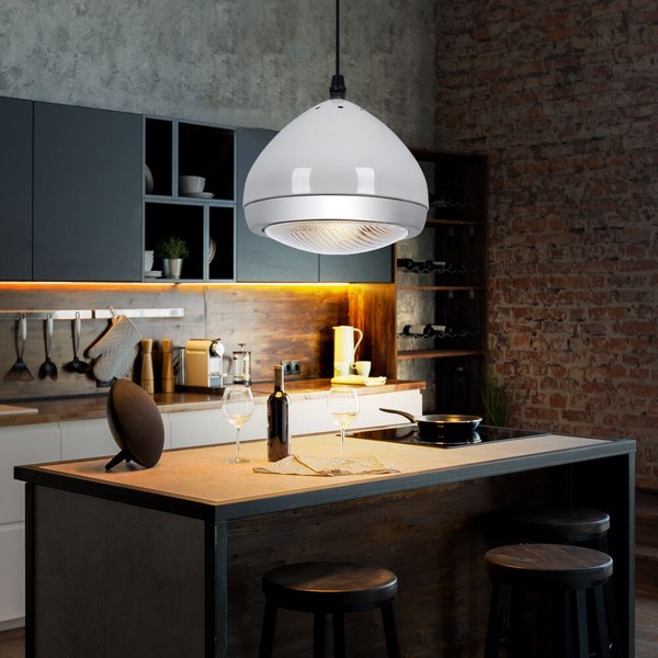 HäNgeleuchte Wohnzimmerlampe Pendelleuchte Retrolampe Glas HöHenverstellbar Weiß-image