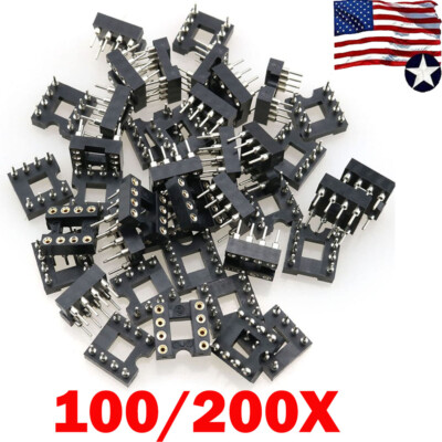 100/200x 8 Pin DIP SIP Round IC Socket Adaptors Solder Type Gold Plated Machined