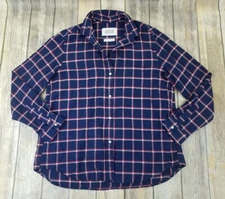 GRAYSON Button Up Shirt Women Size 05 Blue Plaid Long Sleeve Casual