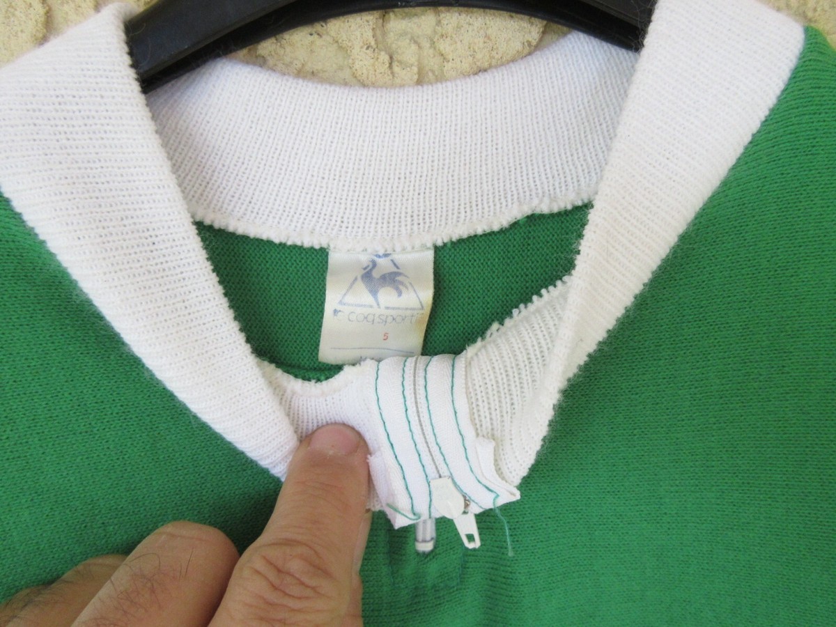 Maillot Cycliste Vintage Le Coq Sportif CIBA-GEIGY Années 70 - Taille 5 - Vert Acrylique