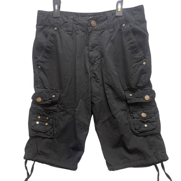 Benjamin Black Shorts Adult 30 Cargo Black Snaps Pockets Casual