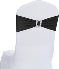 Joccun 60 PCS Spandex Chair Sashes Bows Stretch Chair Cover Band with Buckle