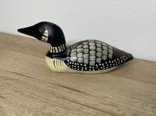 Vintage Small Hand Carved & Painted Wooden Common Loon Piece