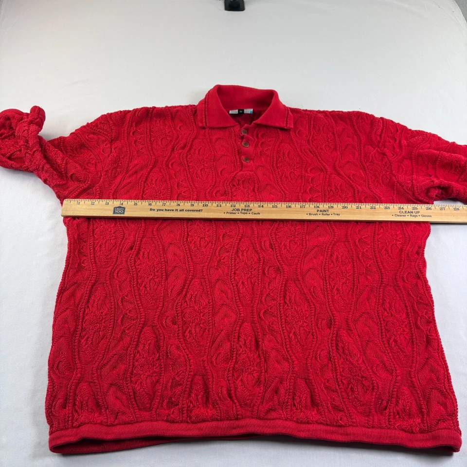 Suéter COOGI De Colección Para Hombres 3XL Rojo Tejido Manga Corta Algodón Hip Hop Abuelo Foto 4 de 4